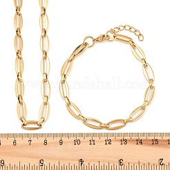 304 Stainless Steel Oval Link Chain Bracelet & Necklace Jewelry Sets&nbsp;SJEW-L199-06G
