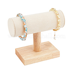 Velvet T-Bar Bracelet Display Stands with Wood Base&nbsp;BDIS-WH0003-29