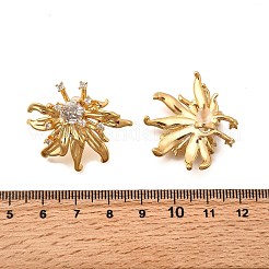 Flower Brass Micro Pave Cubic Zirconia Stud Earrings&nbsp;EJEW-B148-08B-G