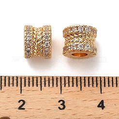 Brass Micro Pave Clear Cubic Zirconia Beads&nbsp;KK-B110-08G