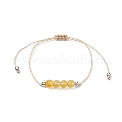 3Pcs 3 Style Natural Citrine Braided Bead Bracelets Set&nbsp;BJEW-JB09334-06