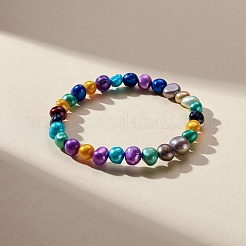 Dyed Natural Pearl Beaded Stretch Bracelet for Women&nbsp;BJEW-JB09189-02