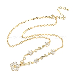 Brass Pave Cubic Zirconia Flower Pendant Necklaces&nbsp;NJEW-C121-04B-G