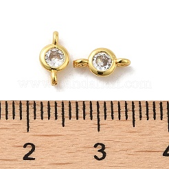 Rack Plating Brass Pave Clear Cubic Zirconia Connector Charms&nbsp;LS-KK-G477-02G