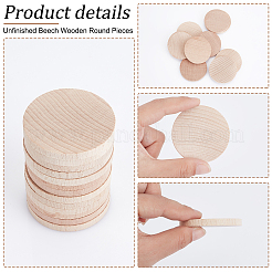 40Pcs Unfinished Beech Wooden Round Pieces&nbsp;WOOD-PH0009-48