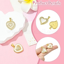 2Pcs 2 Styles Brass Pave Natural Shell Pendants&nbsp;KK-CJ0003-40B