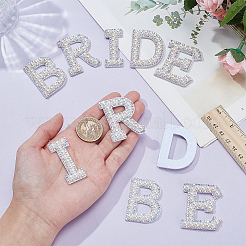 Rhinestone with Plastic Pearl Cloth Embroidery Sew on Appliques&nbsp;PATC-WH0008-142D