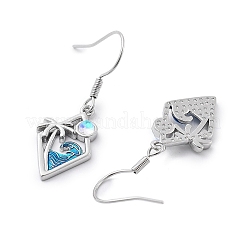 Brass Glass Dangle Earrings&nbsp;EJEW-B134-02