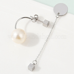 304 Stainless Steel Plastic Imitation Pearl Stud Earrings&nbsp;EJEW-Z089-19P