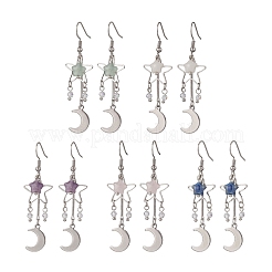 Moon Mixed Stone Dangle Earrings&nbsp;EJEW-JE06776