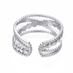 Non-Tarnish 304 Stainless Steel Criss Cross Open Cuff Ring&nbsp;RJEW-T023-23P