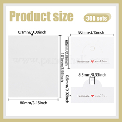 300Pcs 0PP Cellophane Packing Bags with White Paper Card Header&nbsp;ABAG-GO0001-14