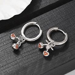 Brass Cubic Zirconia Hoop Earrings&nbsp;EJEW-Q015-01P-B