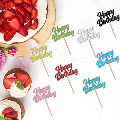 Paper & Glitter Sequins Cake Toppers with Bamboo Stick&nbsp;DIY-WH20087-002