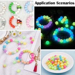 120Pcs Silicone Beads 12mm Fluorescent Silicone Beads for Keychain Making&nbsp;JX328A