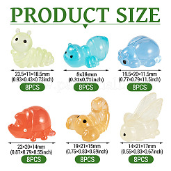 48Pcs 6 Styles Luminous Resin Figurine&nbsp;DJEW-TA0001-42