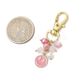 8Pcs 8 Colors Flat Round with Smiling Face Alloy Enamel Pendants Decoration&nbsp;HJEW-JM03006