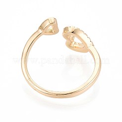 Brass Micro Pave Cubic Zirconia Cuff Rings for Women&nbsp;KK-T071-73G