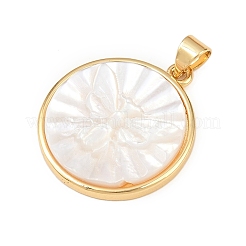 Natural White Shell Flat Round Pendants&nbsp;KK-F919-42B-G