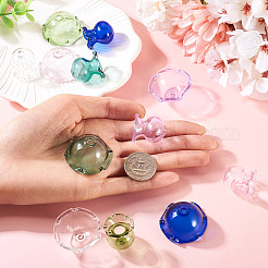 6 Sets 6 Colors Transparent Glass Bead Caps&nbsp;GLAA-BY0001-06
