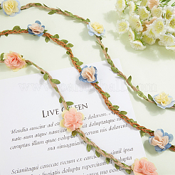 6Pcs 3 Styles Polyester & Linen Flower Rattan Straw Hat Bands&nbsp;AJEW-CN0004-39
