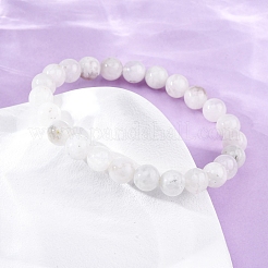 Natural Moonstone Round Beaded Stretch Bracelets for Men Women&nbsp;BJEW-G743-01G
