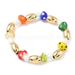 Brass & Lampwork Beaded Stretch Bracelets for Women&nbsp;BJEW-F515-05G