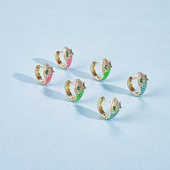 Cubic Zirconia Snake Hoop Earrings with Enamel&nbsp;EJEW-SZ0001-87B