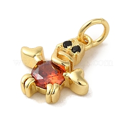 Brass Micro Pave Red Cubic Zirconia Pendants&nbsp;KK-R162-020D-G