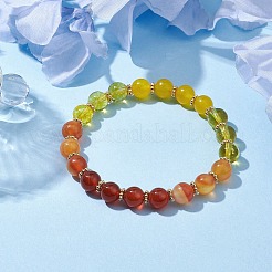 8.5mm Round Natural Quartz Crystal & Carnelian & Dyed Malaysia Jade Beaded Stretch Bracelets for Women&nbsp;BJEW-TA00509