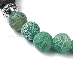 Natural Dyed Crackle Agate & Lava Rock Round Beaded Stretch Bracelet&nbsp;BJEW-TA00444-04