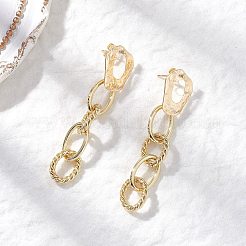 Brass Oval Dangle Stud Earrings&nbsp;EJEW-JE06686