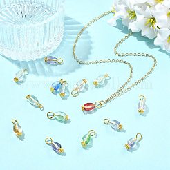 20Pcs 4 Colors Baking Paint Transparent Glass Pendants&nbsp;PALLOY-FS00074