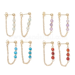 4 Pairs 4 Styles Natural Agate & Amethyst & Apatite & Green Aventurine Dangle Stud Earrings&nbsp;EJEW-TA00801