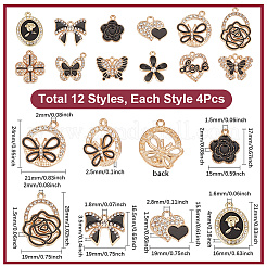 48Pcs 12 Styles Alloy Enamel Pendants&nbsp;ALRI-SC0001-50