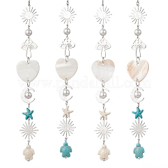 Synthetic Turquoise Starfish Turtle Beads Hanging Suncatchers&nbsp;HJEW-JM03446