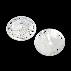 Natural White Shell Carved Pendants&nbsp;SSHEL-I026-14B