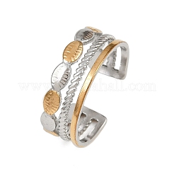 304 Stainless Steel Double Color Cuff Rings&nbsp;RJEW-S635-01GP-10