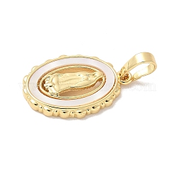Brass Pave Natural White Shell Pendants&nbsp;KK-S522-07B-G