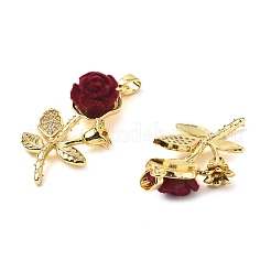 Brass Micro Pave Clear Cubic Zirconia with Resin Pendants&nbsp;KK-G533-01G-01
