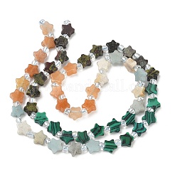 4 Styles Synthetic Malachite & Natural Dragon Blood Jasper & Flower Amazonite & Red Aventurine Beads Strands&nbsp;G-D095-A08