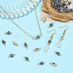 20Pcs Resin Evil Eye Round Bead with 304 Stainless Steel Connector Charms&nbsp;PALLOY-FS00071-02