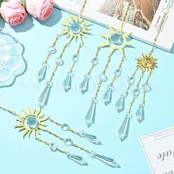 4Pcs 4 Styles Sun Metal Hanging Ornaments&nbsp;HJEW-CJ0001-21