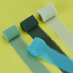 4 Rolls 4 Colors Polyester Raw Edged Ribbon&nbsp;OCOR-NB0001-81A