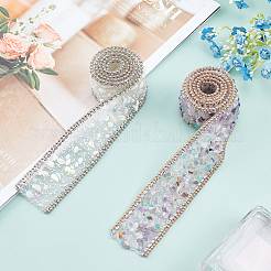 2Rolls 2 Colors Gemstone Chips Iron On Applique Metal Chain Sewing Accessories&nbsp;DIY-PH0002-24