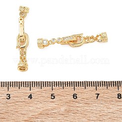 Brass Micro Pave Clear Cubic Zirconia Fold Over Clasps&nbsp;KK-C172-04G