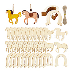 DIY Unfinished Blank Wooden Horse/Horseshoe Pendants&nbsp;WOOD-PH0034-17