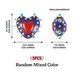 5Pcs Painted Glass Beads Bumpy Beads Heart&nbsp;LAMP-TA0002-30