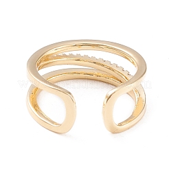 Brass Micro Pave Clear Cubic Zirconia Cuff Rings&nbsp;RJEW-F102-04G