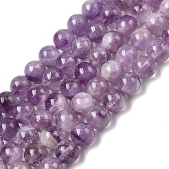 Natural Lavender Amethyst Round Bead Strands&nbsp;G-O134-08-6mm-01